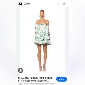 AKIRA dramatic floral puff detail strapless mini dress